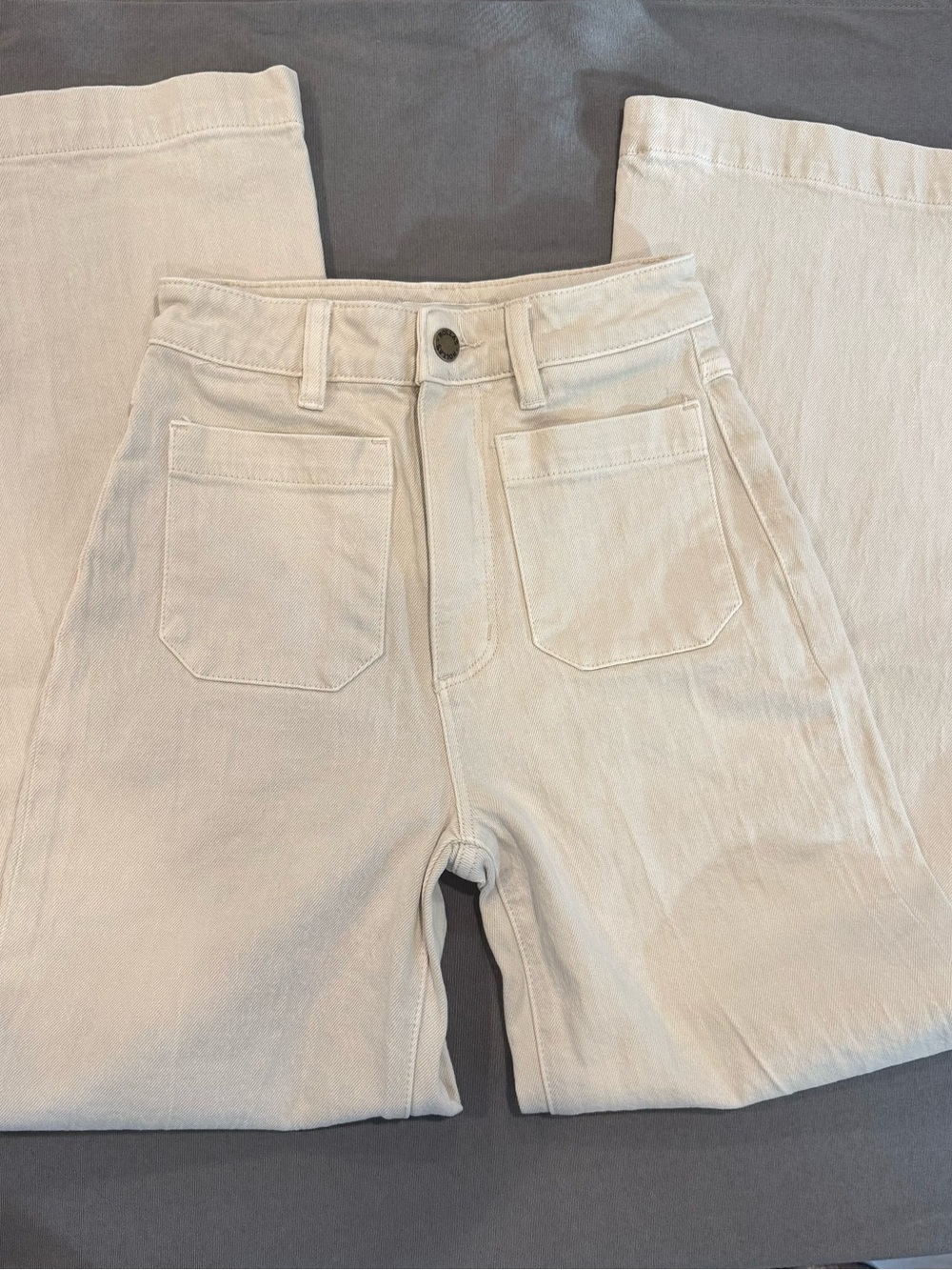 ROLLA'S Cream High-Rise Wide-Leg Jeans with Front Patch Pockets Boho Summer 23